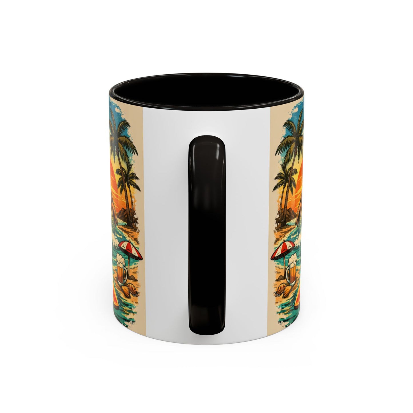 Surfing Bigfoot Mug | Retro Beach Sunset Bigfoot Wave Coffee Cup