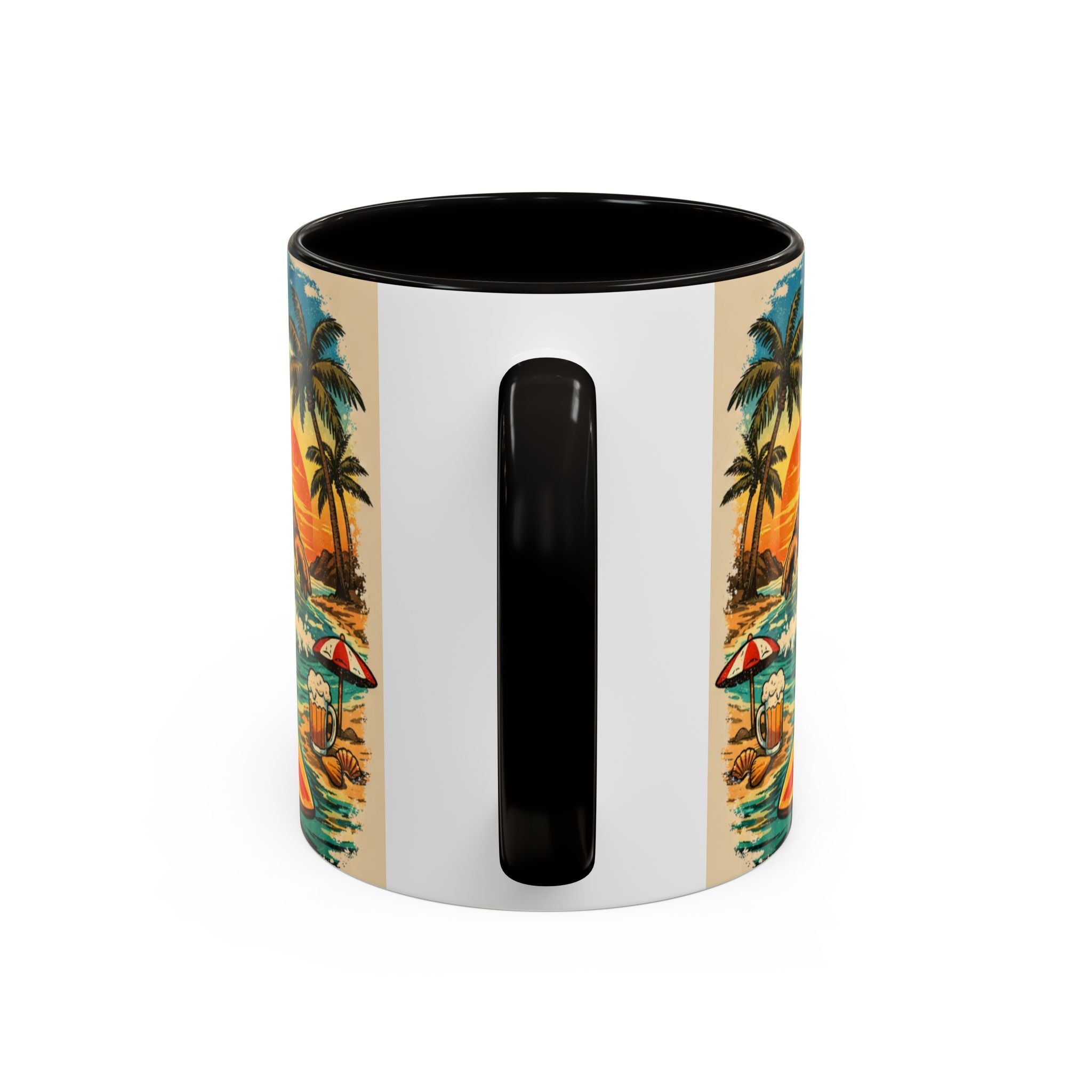Surfing Bigfoot Mug | Retro Beach Sunset Bigfoot Wave Coffee Cup