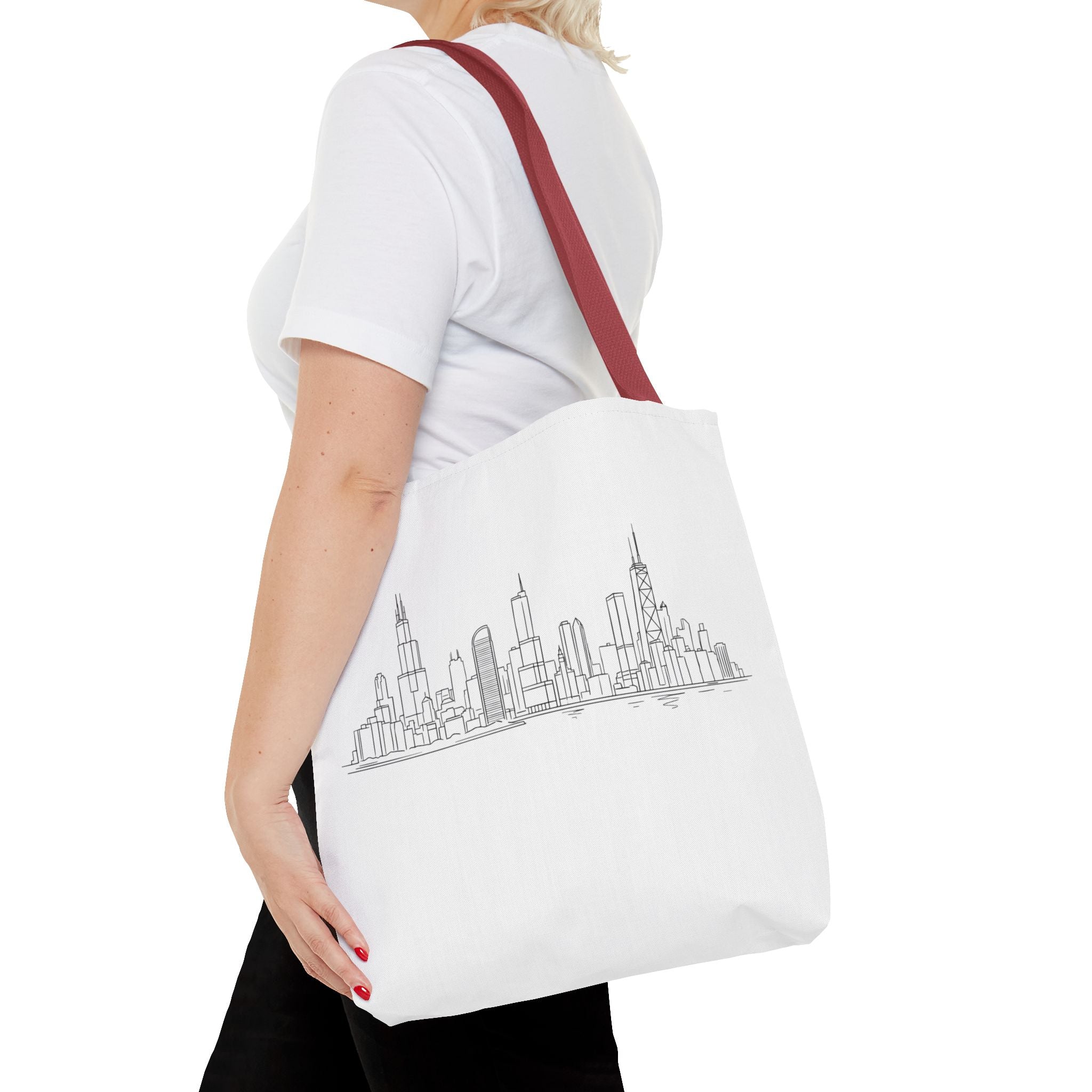 Chicago line art, City Skyline Tote Bag | Urban Skyline Illustration