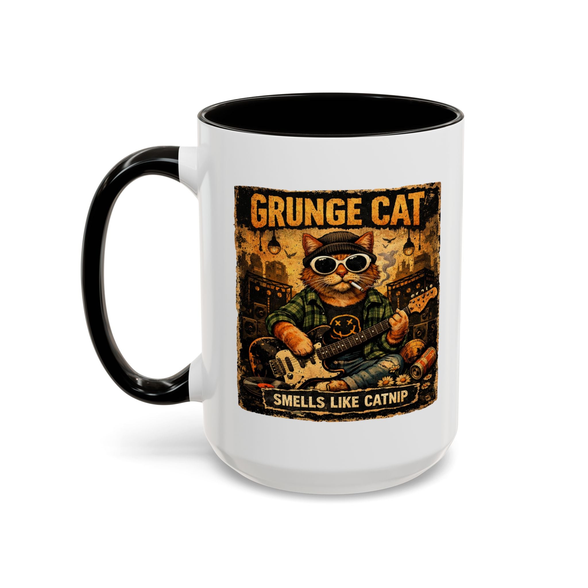 Grunge Cat Smells Like Catnip Mug | Ceramic Coffee Cup