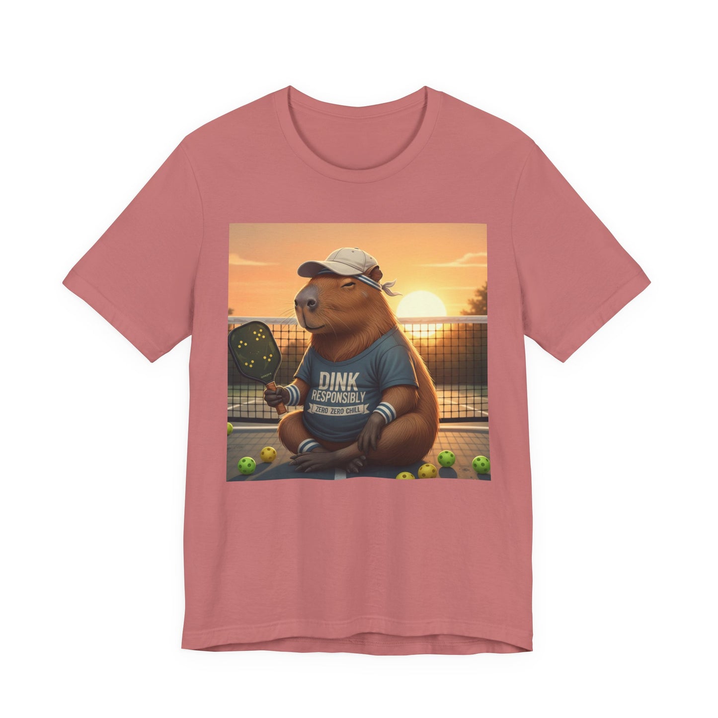 Dink Responsibly Pickleball Capybara Tee | Funny Animal Sports Art
