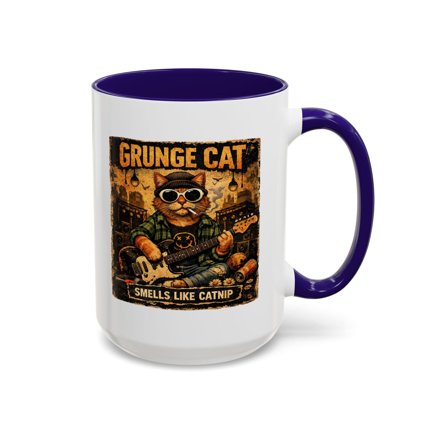 Grunge Cat Smells Like Catnip Mug | Ceramic Coffee Cup