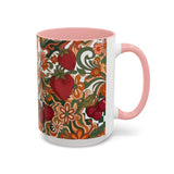 Vintage Cherry Strawberry Pattern Accent Mug | 11oz 15oz