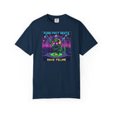Purr-fect Beats Rave Feline DJ cat T-shirt | Neon EDM club design