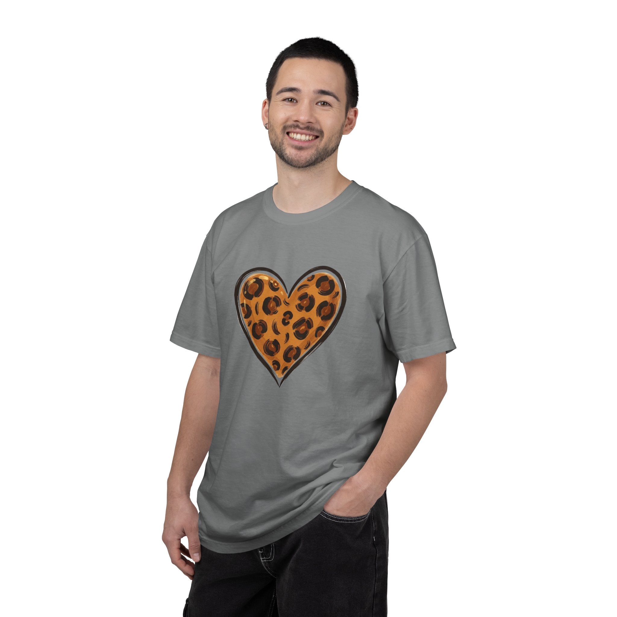 Leopard Print Heart T-shirt | Animal Print Heart Tee