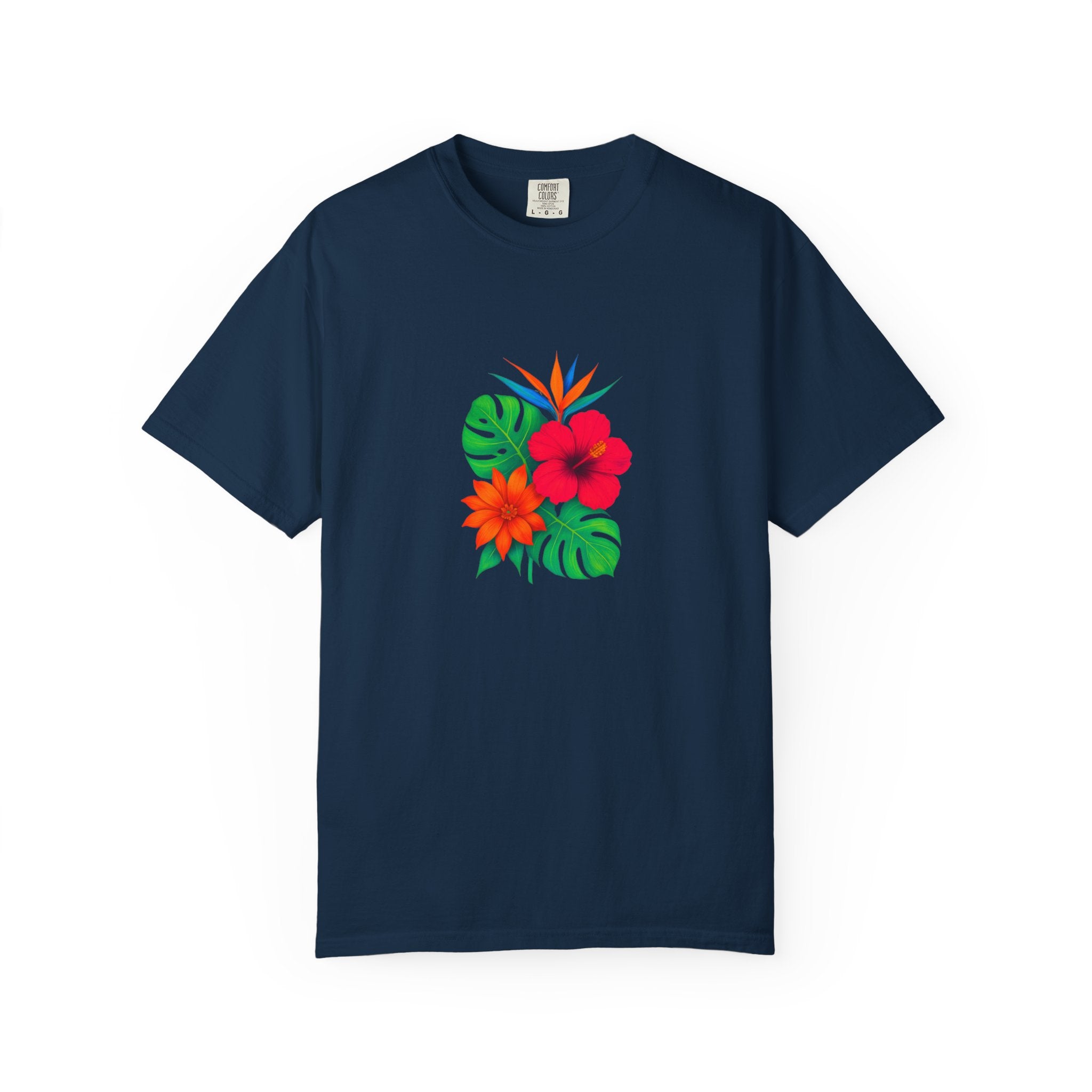 Tropical Hibiscus Floral Tee | Monstera Leaves, Bird of Paradise