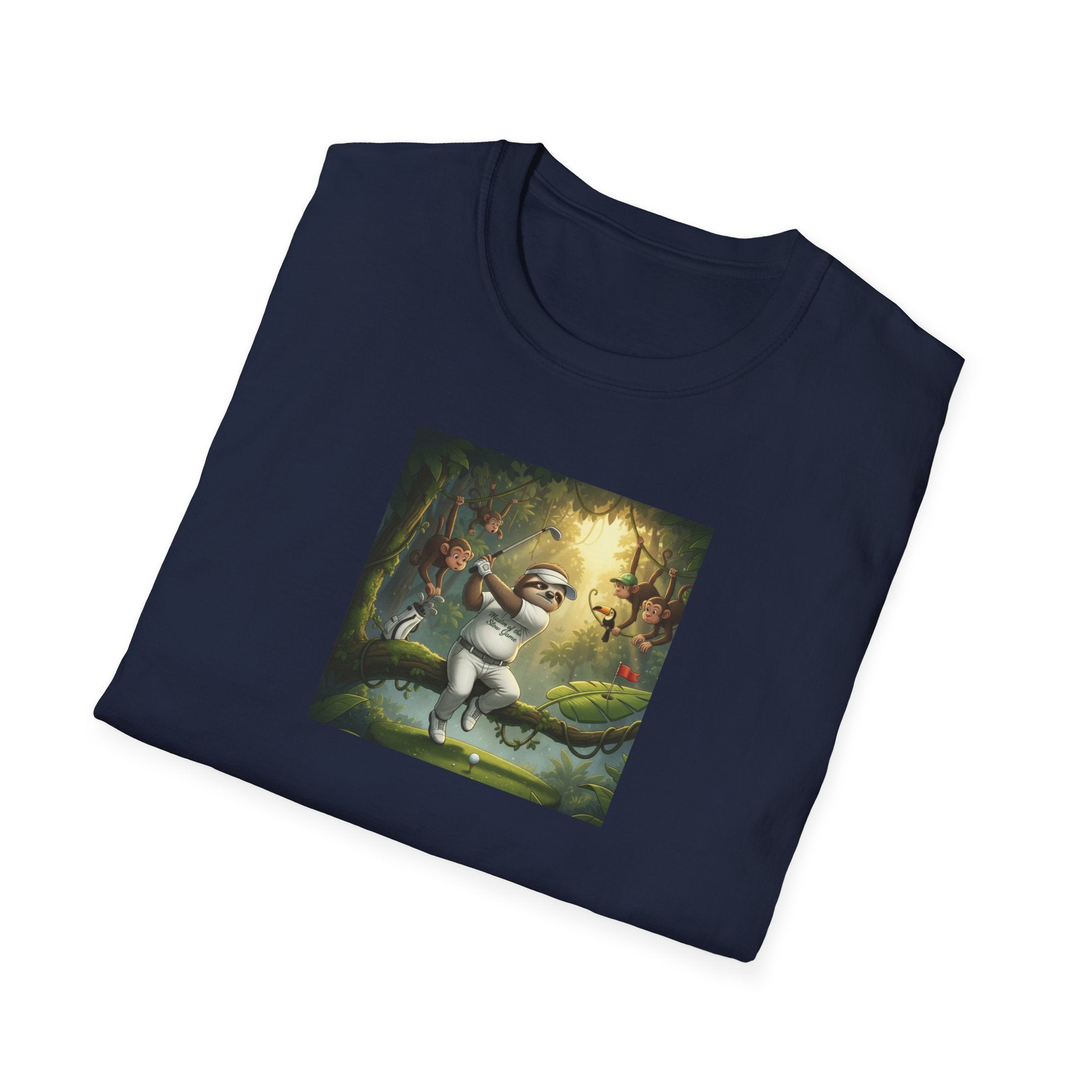 Slow Living Sloth Golfer T-Shirt | Zen Sportswear Tropical Golf Silas