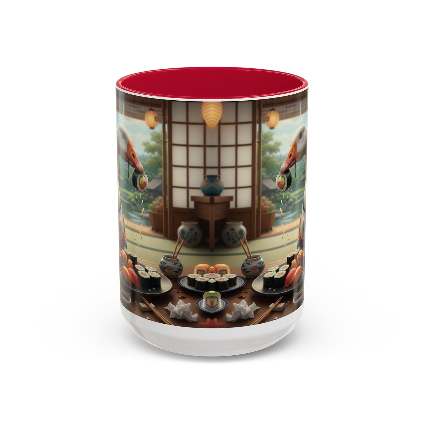 Goose with Sushi Mug | Japanese Tea Room Illustration