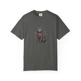 Floral Cat Illustration T-Shirt | Botanical Kitty Tee