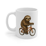Sloth on Bike Mug | Whimsical Bicycle Illustration, Ceramic Coffee Cup