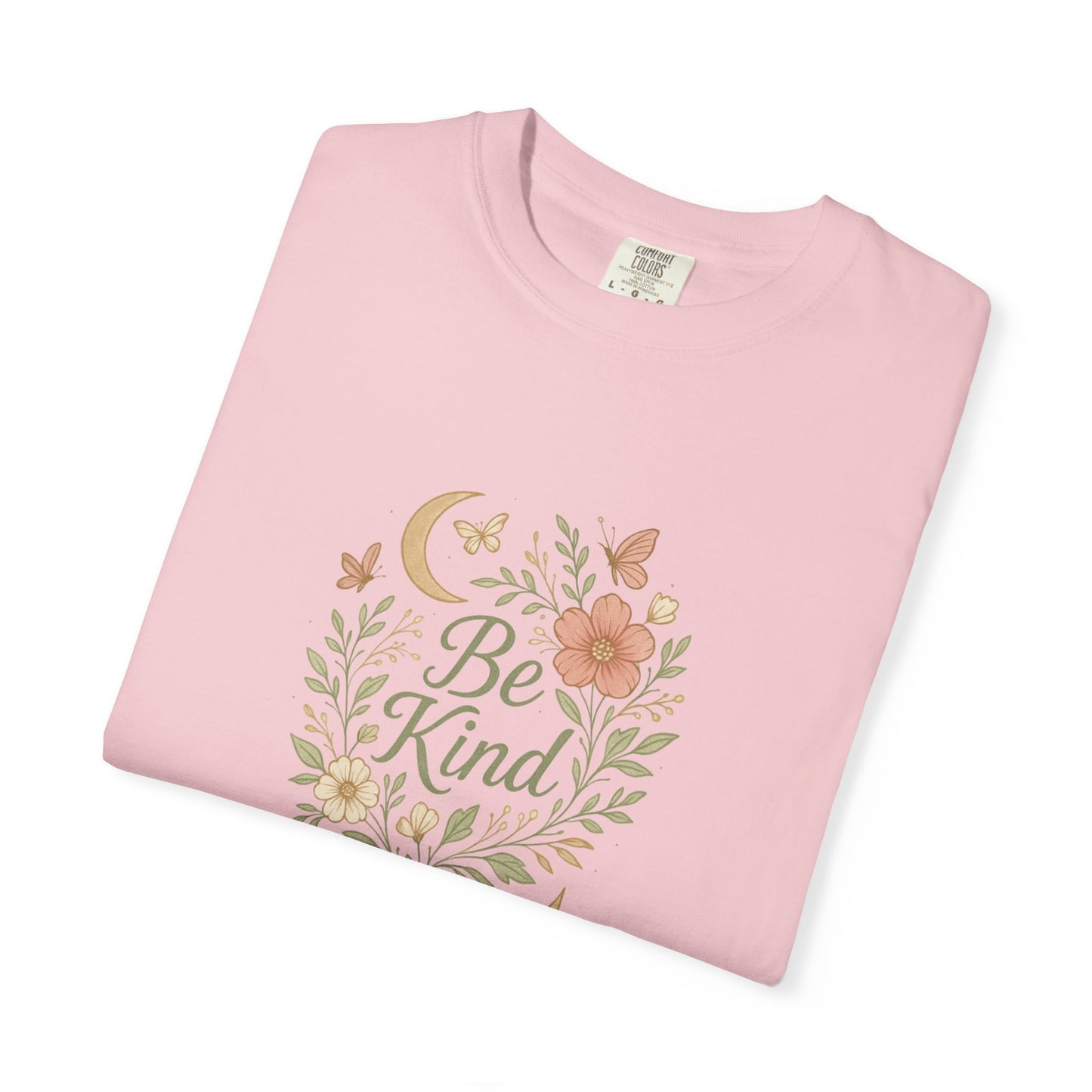 Be Kind Floral Wreath T-Shirt | Positive Quote, Boho Botanical Design