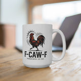 Rooster F-CAW-F Logo Mug | 15oz Ceramic Coffee Mug