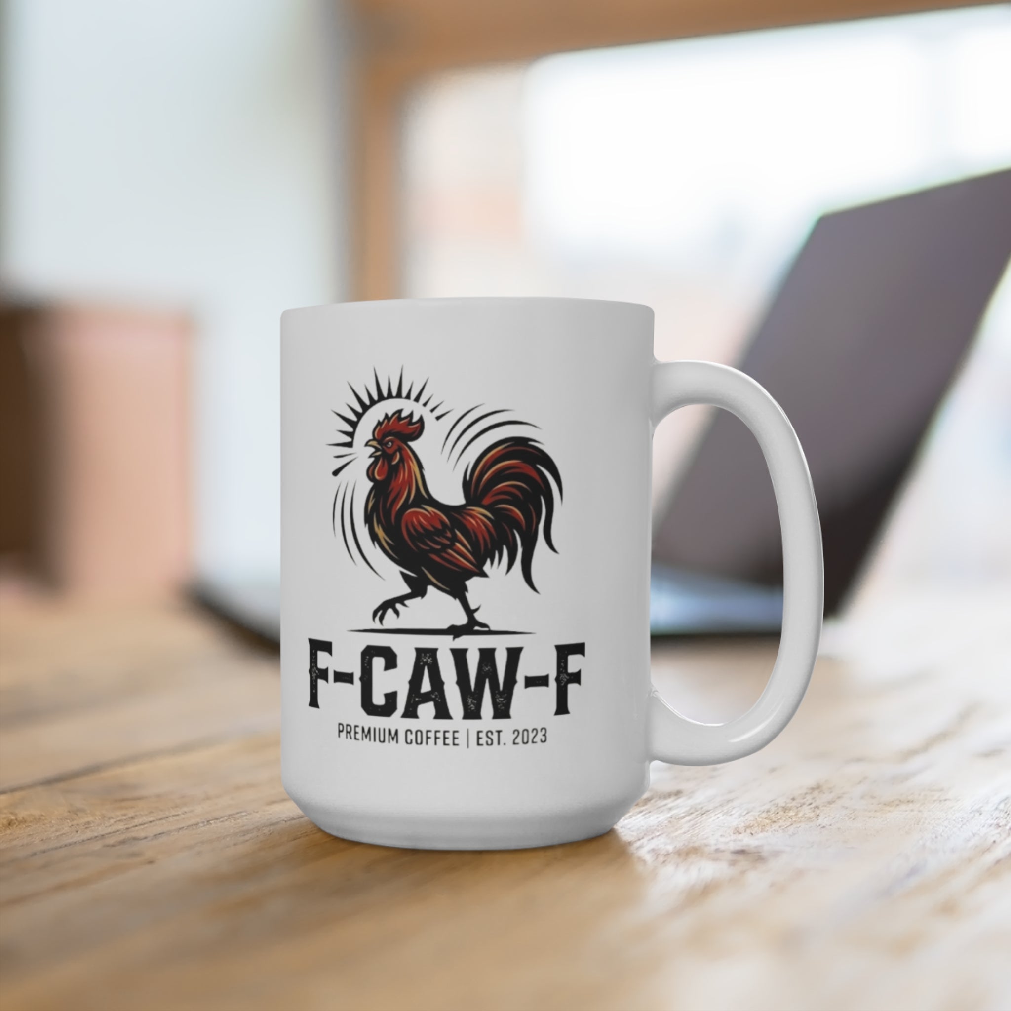 Rooster F-CAW-F Logo Mug | 15oz Ceramic Coffee Mug