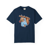 Sloth with Rose on Branch T-shirt | Cute Relaxed Animal Tee