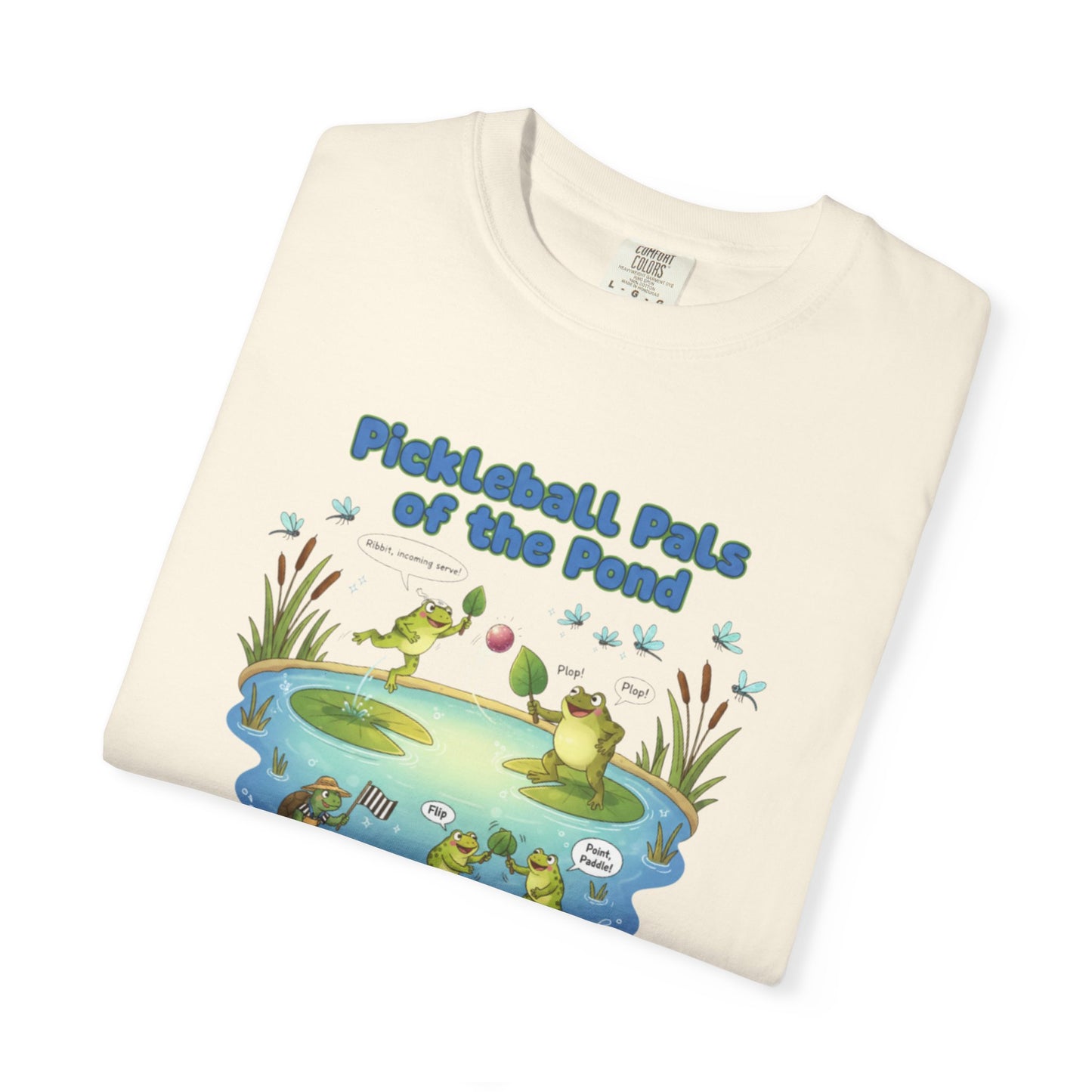 Pickleball Pals of the Pond T-Shirt | Cute Frog Pond Illustration