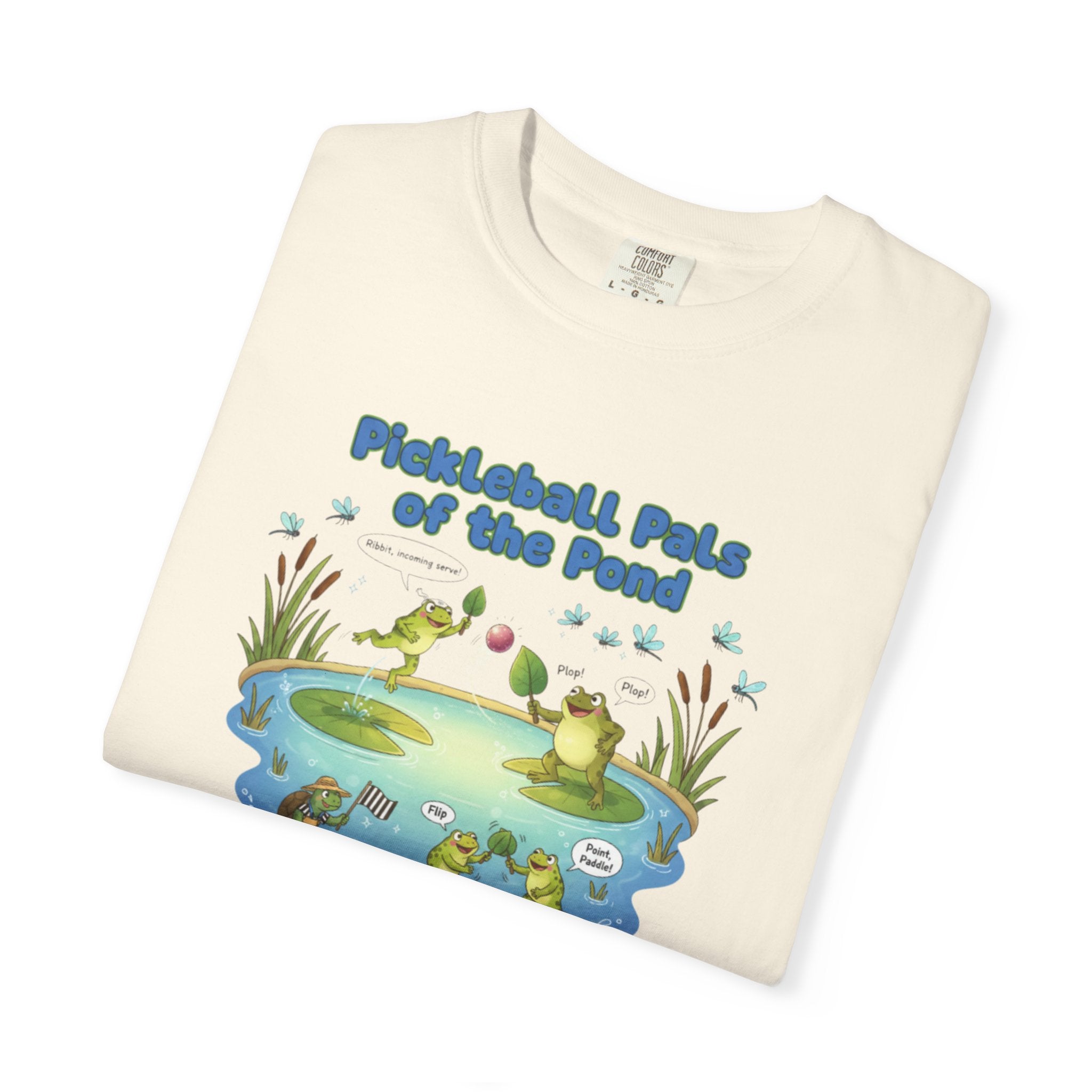 Pickleball Pals of the Pond T-Shirt | Cute Frog Pond Illustration