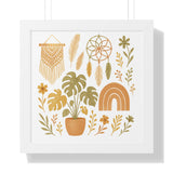 Boho Plant Wall Art Framed Horizontal Poster | Botanical Home Decor