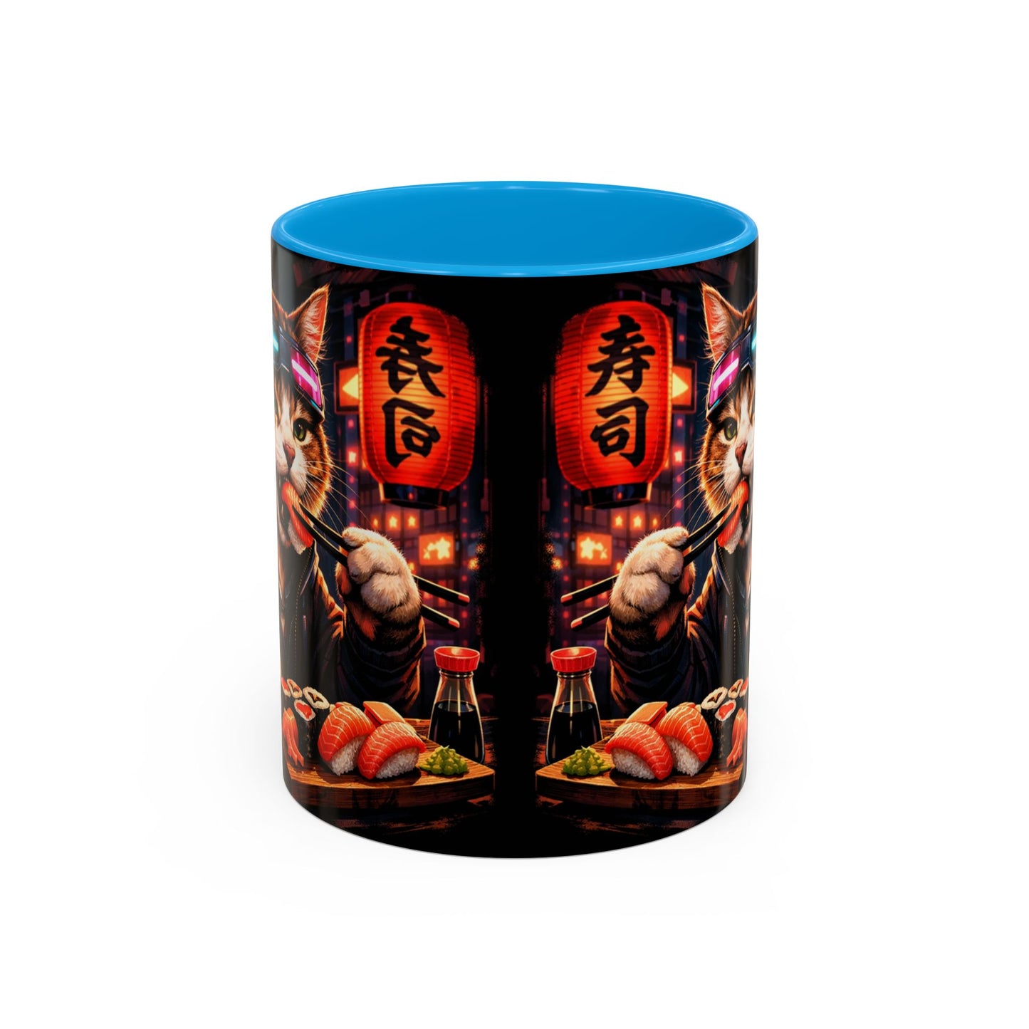Cyberpunk Sushi Cat Mug | 11oz 15oz Ceramic Coffee Cup