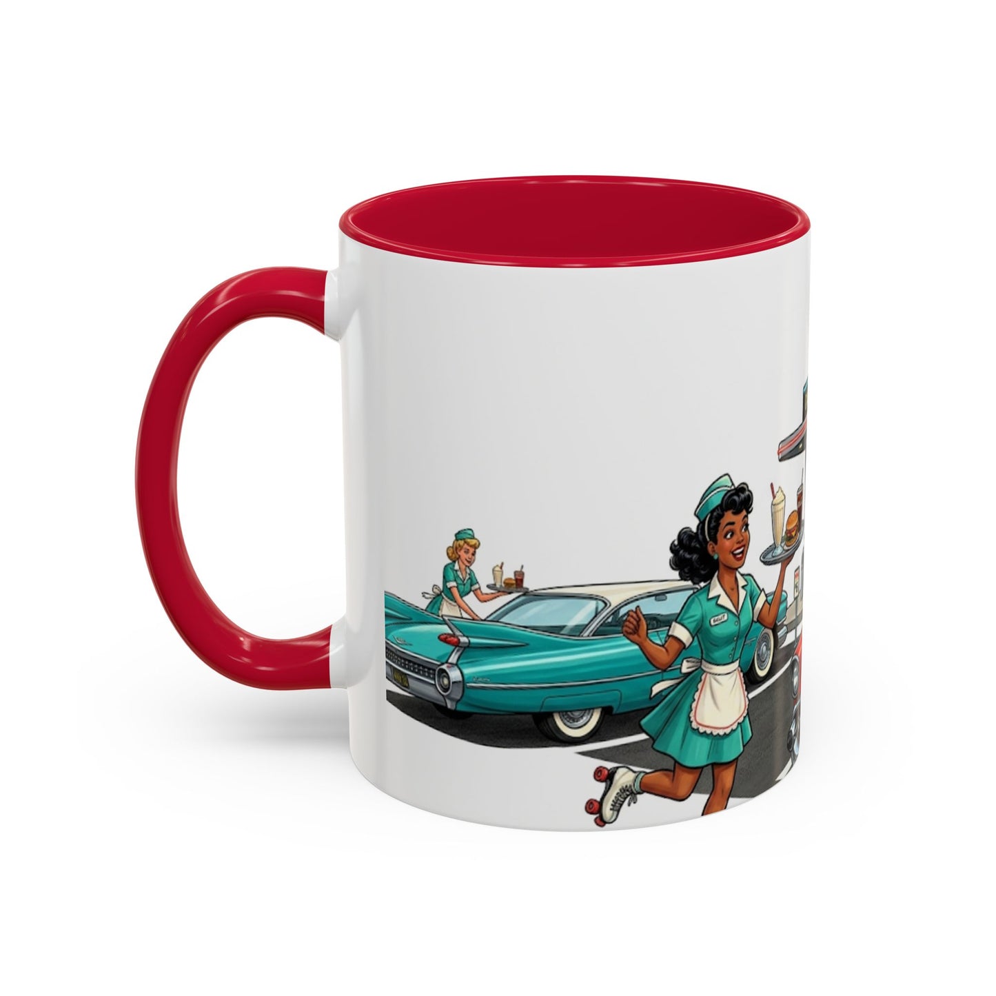 1950s Diner Scene Mug | Retro Car Hop Coffee Cup
