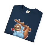 Sloth with Rose on Branch T-shirt | Cute Relaxed Animal Tee