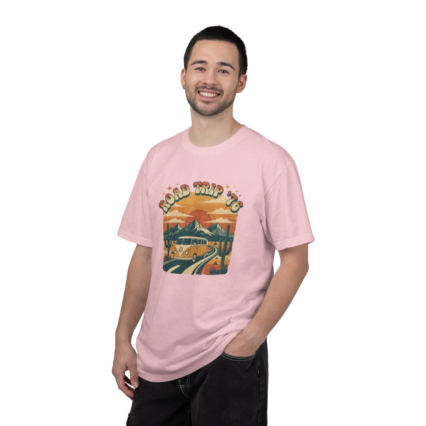 Road Trip '76 T-shirt | Vintage Camper Van Sunset Graphic