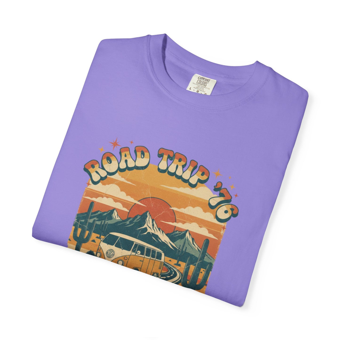 Road Trip '76 T-shirt | Vintage Camper Van Sunset Graphic