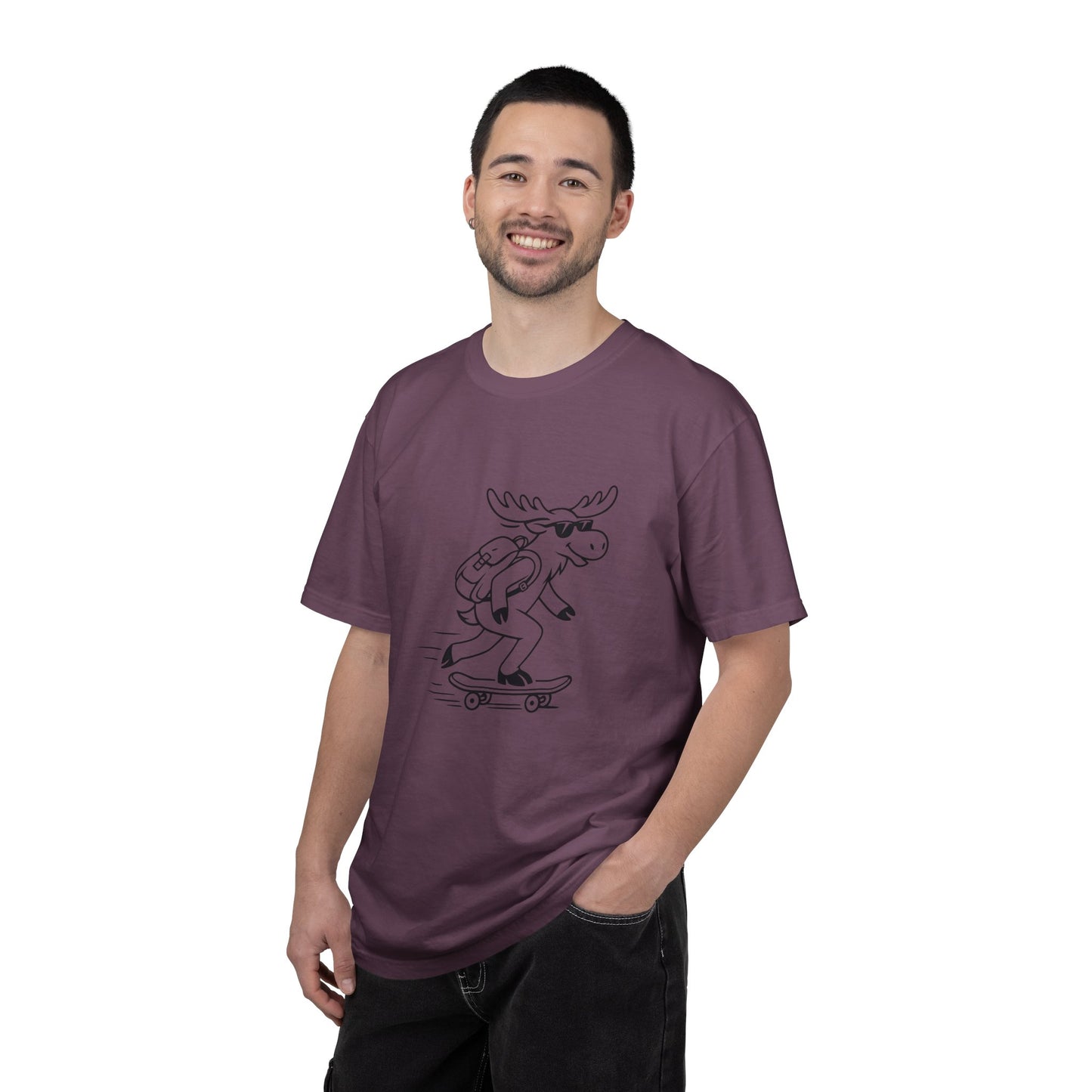 Skateboarding Moose T-shirt | Skateboard Cartoon Graphic Tee