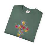 Floral Cross T-shirt | Colorful Flower Cross Tee, Christian Faith Shirt