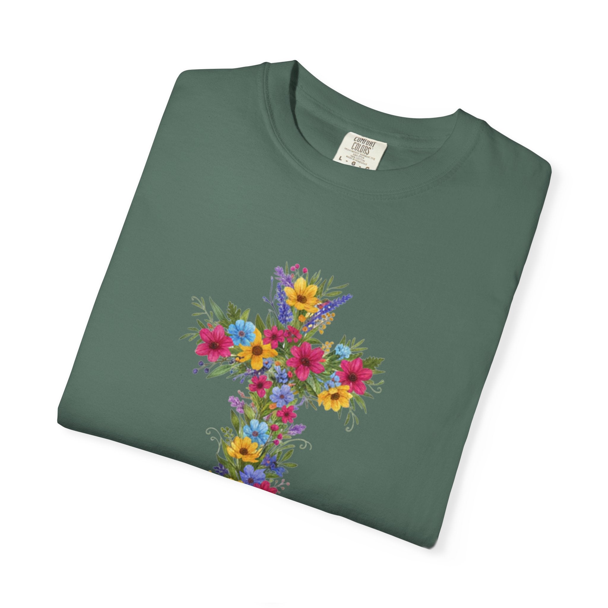Floral Cross T-shirt | Colorful Flower Cross Tee, Christian Faith Shirt