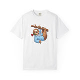 Sloth with Rose on Branch T-shirt | Cute Relaxed Animal Tee