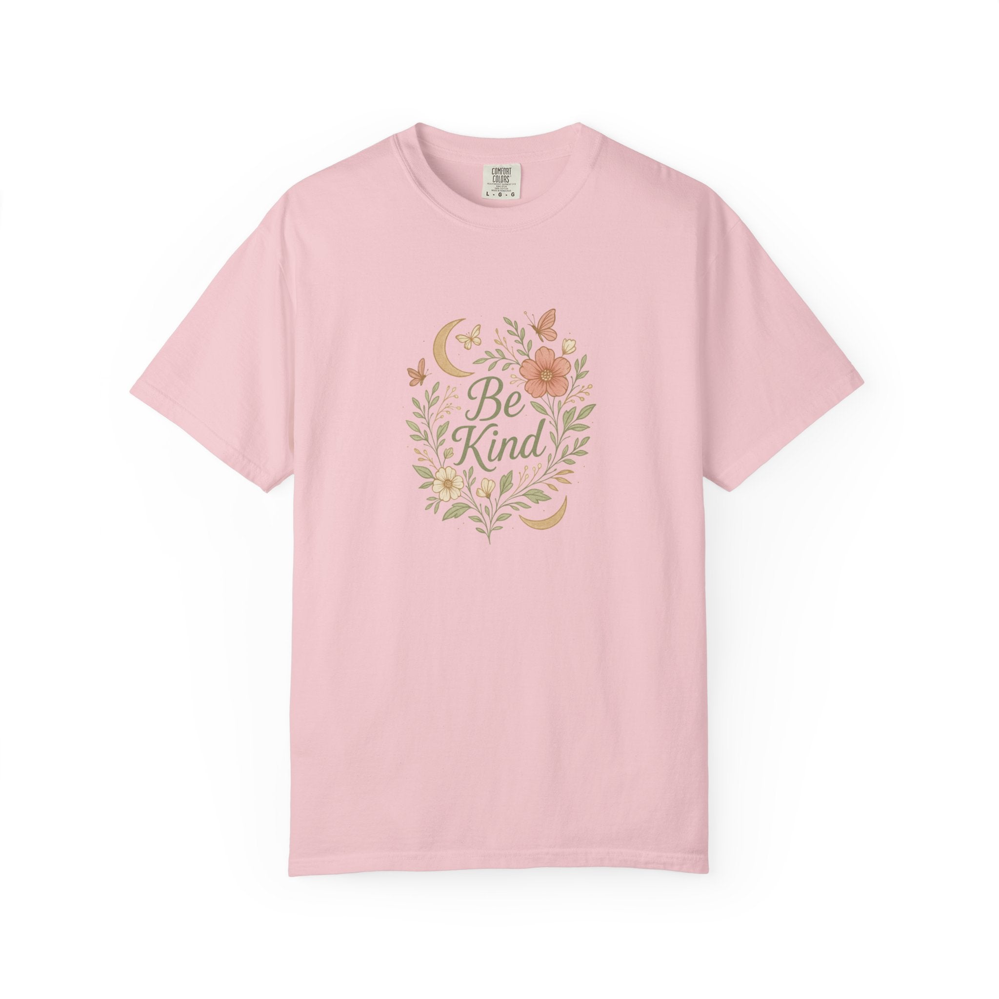 Be Kind Floral Wreath T-Shirt | Positive Quote, Boho Botanical Design