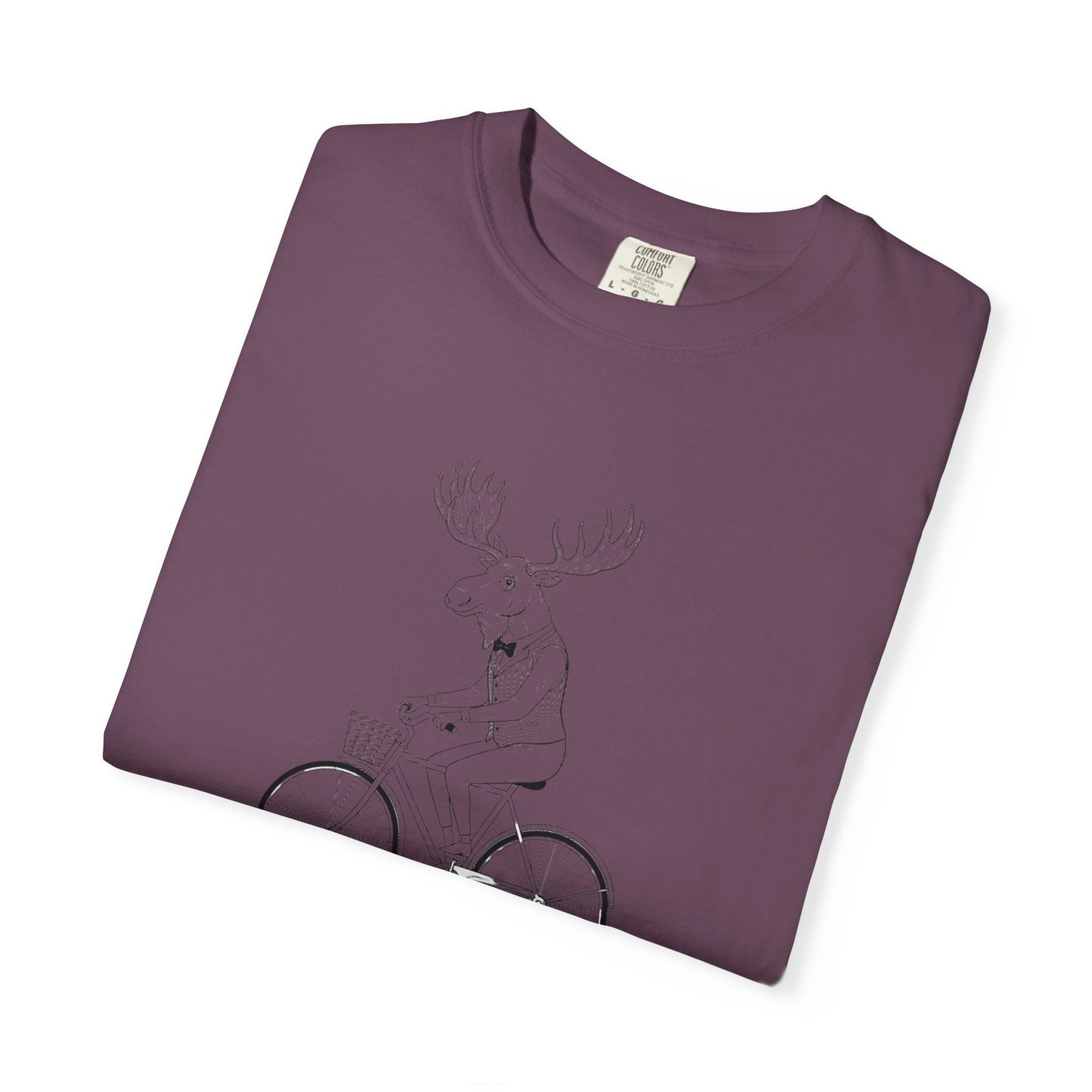 Funny Moose Riding Bike T-shirt | Novelty Animal Cycling Tee