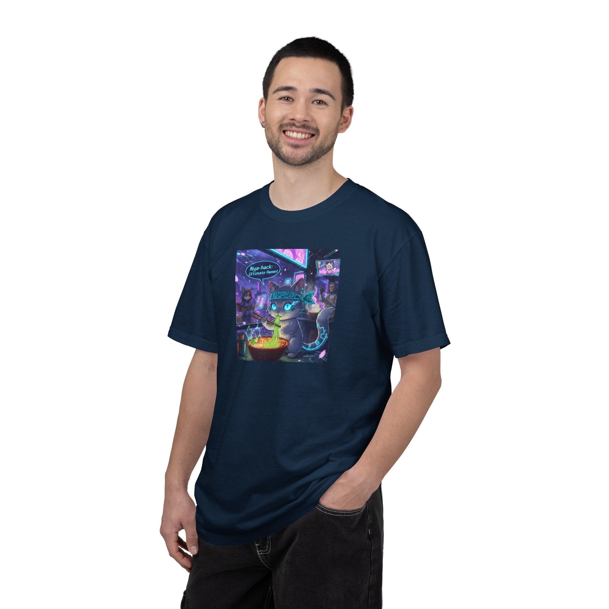 Cyberpunk Cat T-shirt | Neon Magic Potion Street Scene