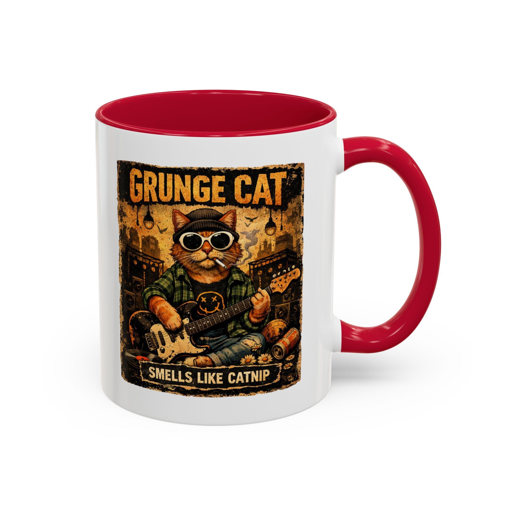 Grunge Cat Smells Like Catnip Mug | Ceramic Coffee Cup
