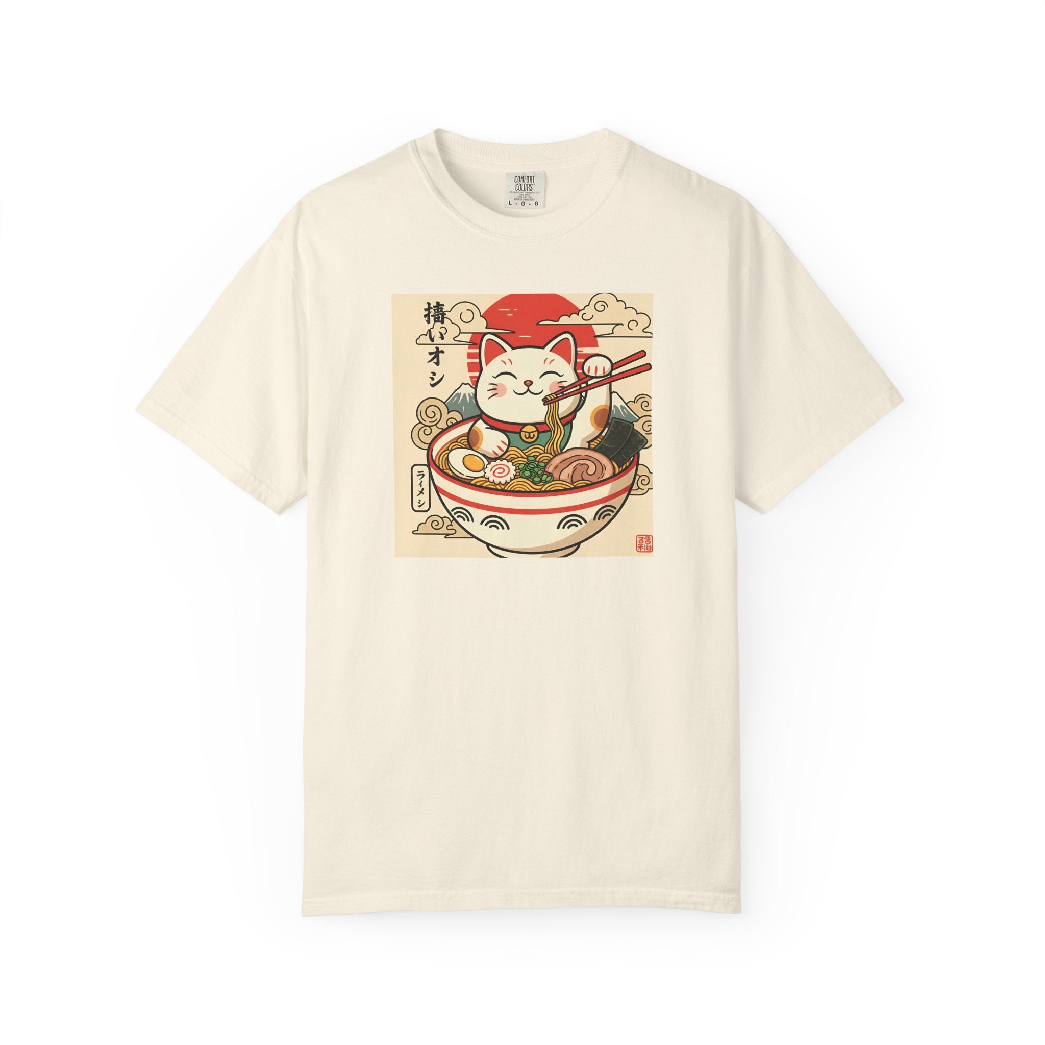 Maneki Neko Ramen Cat T-shirt | Lucky Cat Bowl Graphic Japanese Style