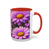 Purple Daisy Floral Mug | Accent Coffee Mug 11oz 15oz
