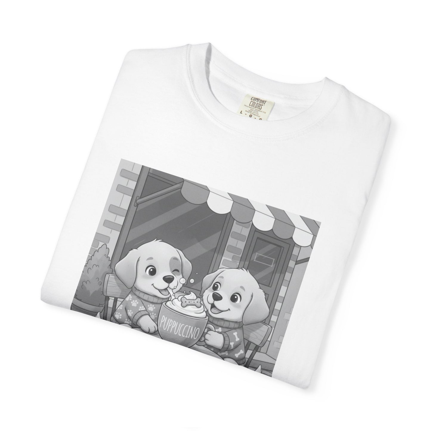 Cozy Puppy Illustration T-shirt | Whimsical Dog-Friendly Art