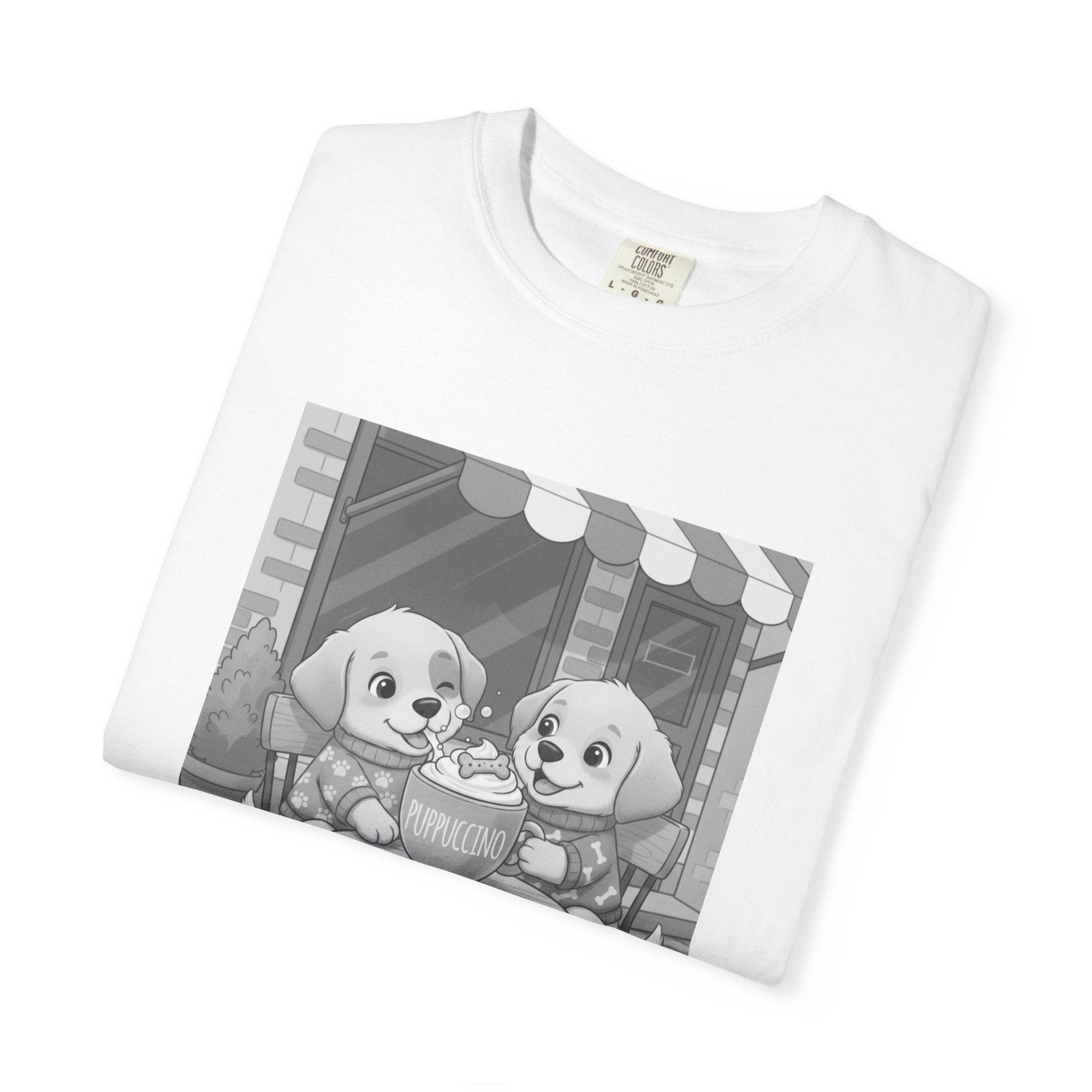 Cozy Puppy Illustration T-shirt | Whimsical Dog-Friendly Art