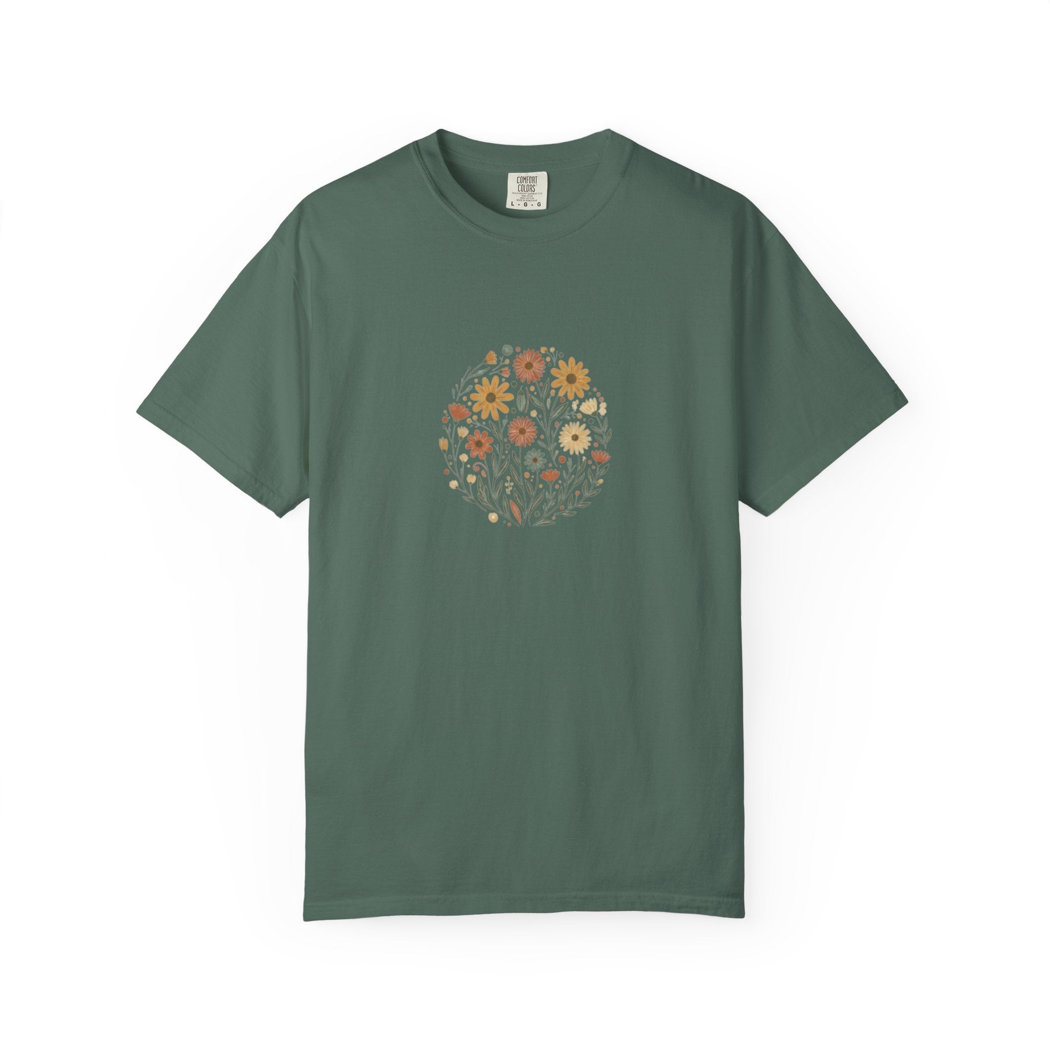 Autumn Wildflower Bouquet T-Shirt | Floral Circle Illustration