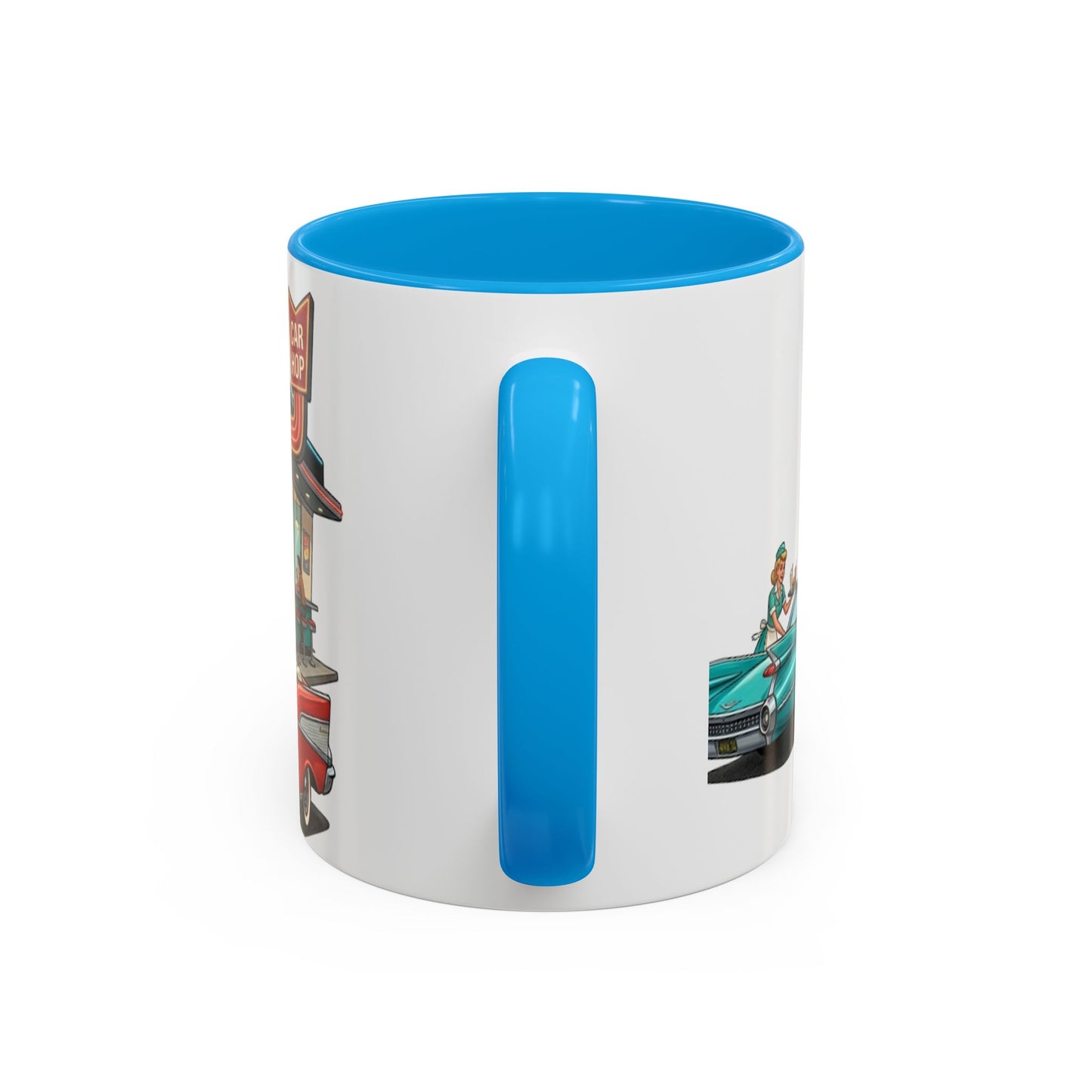 1950s Diner Scene Mug | Retro Car Hop Coffee Cup