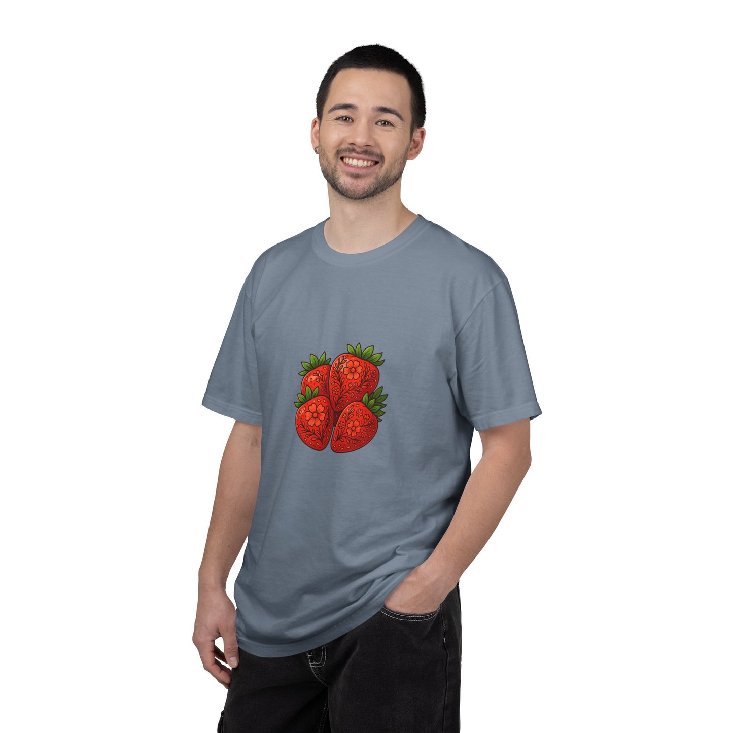Strawberry Cluster T-shirt | Retro Floral Fruit Illustration