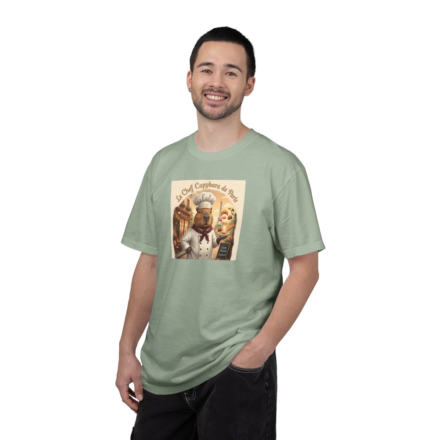 Vintage French Pâtissier Capybara Chef T-shirt | Bakery Illustration