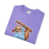 Sloth with Rose on Branch T-shirt | Cute Relaxed Animal Tee