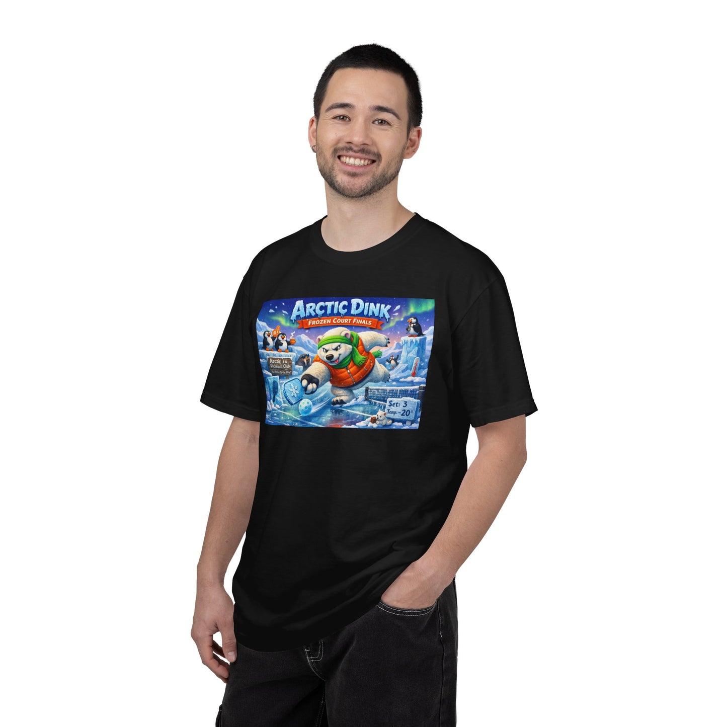 Arctic Dink Polar Bear Pickleball T-Shirt | Retro Game Art