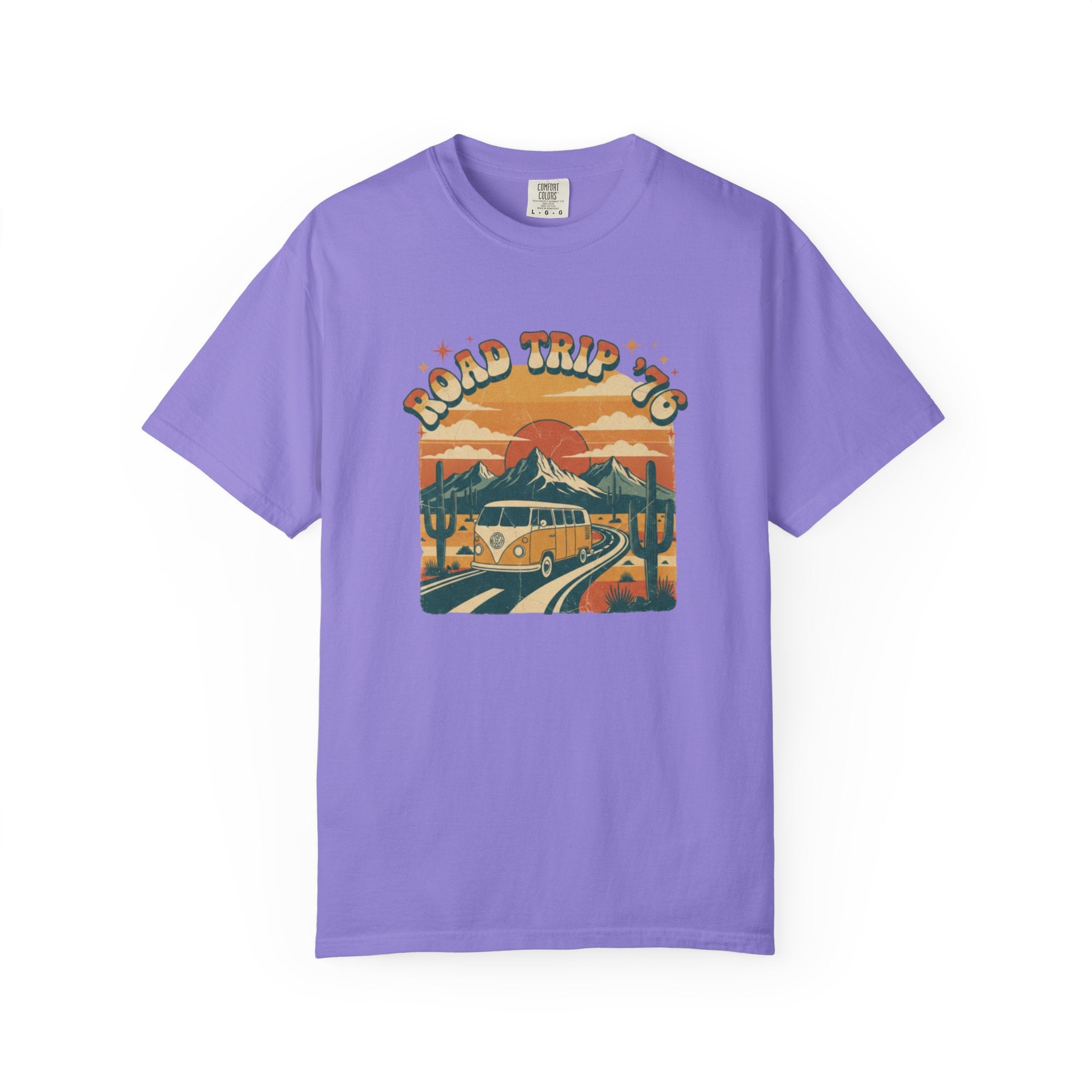 Road Trip '76 T-shirt | Vintage Camper Van Sunset Graphic