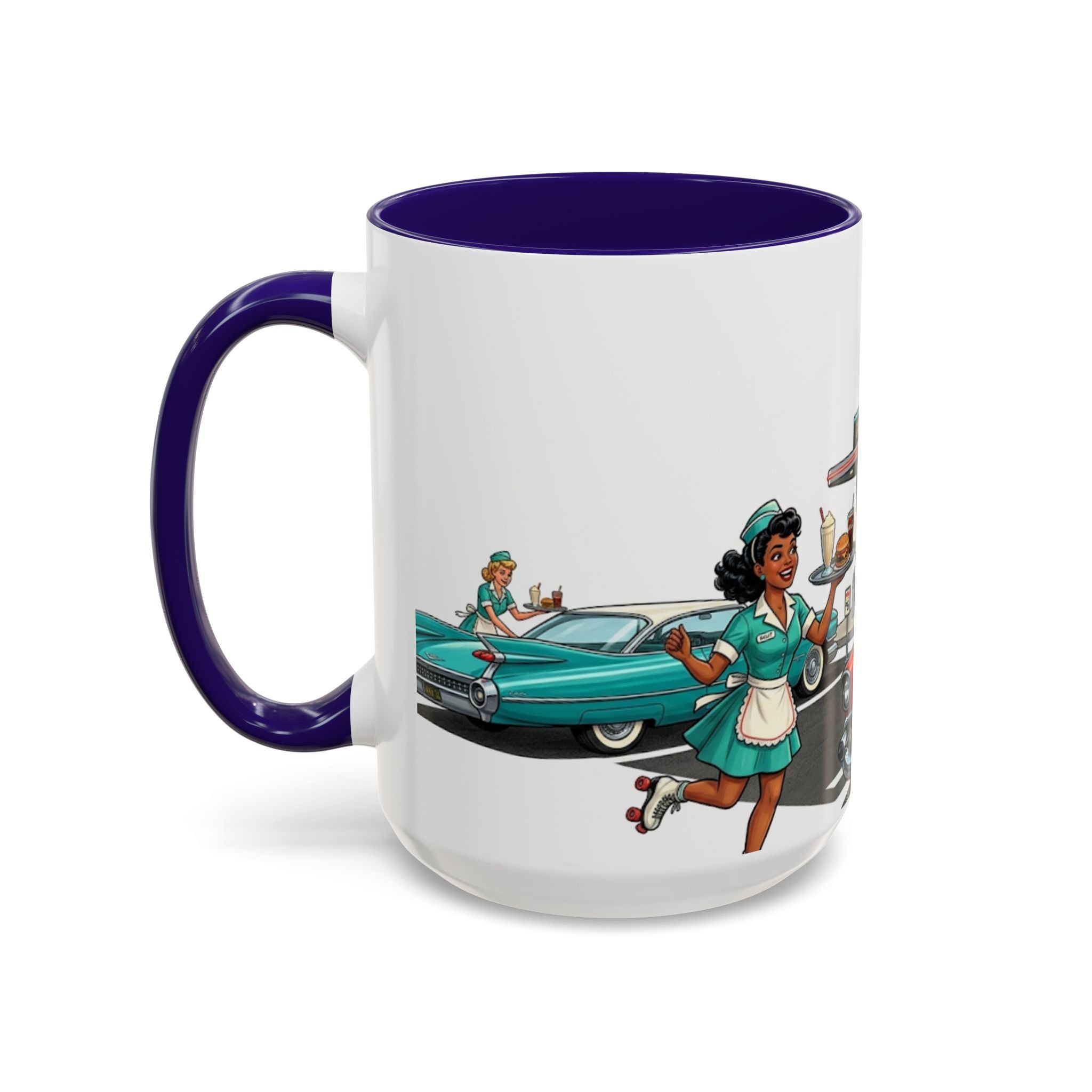 1950s Diner Scene Mug | Retro Car Hop Coffee Cup