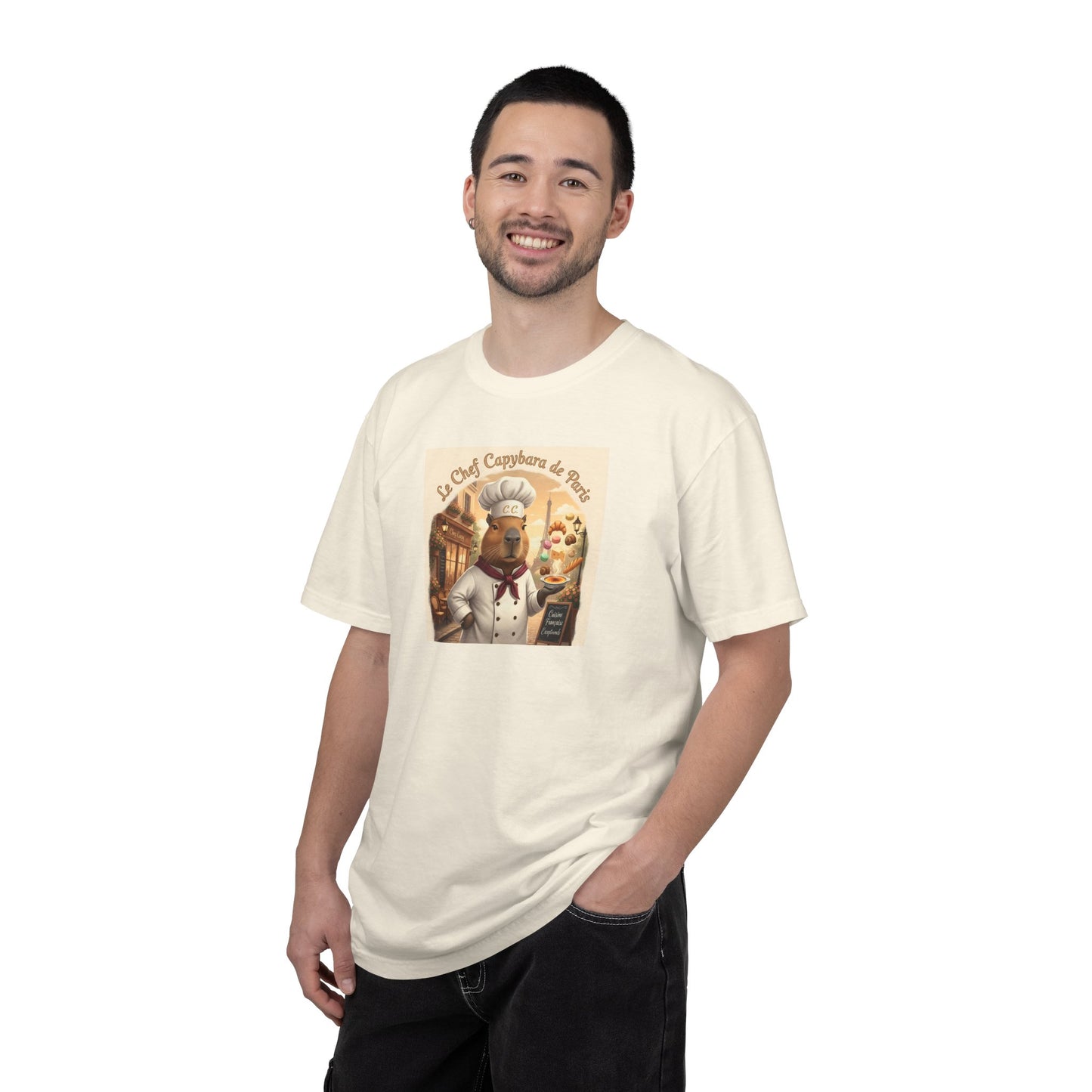 Vintage French Pâtissier Capybara Chef T-shirt | Bakery Illustration
