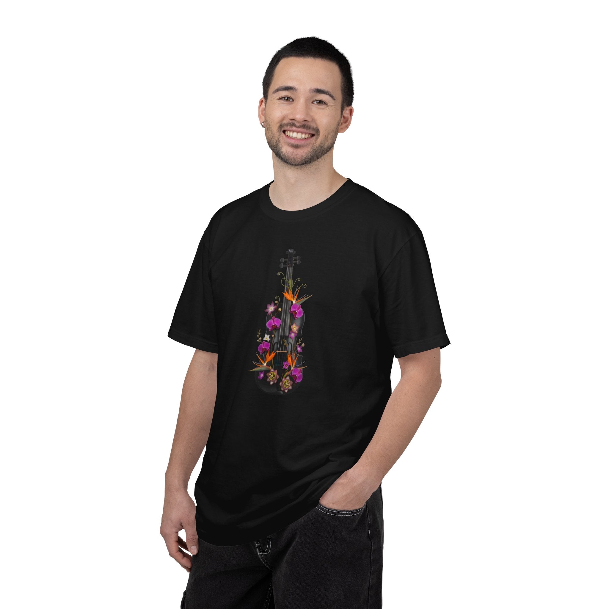 Floral Violin T-shirt | Botanical Music Instrument Tee