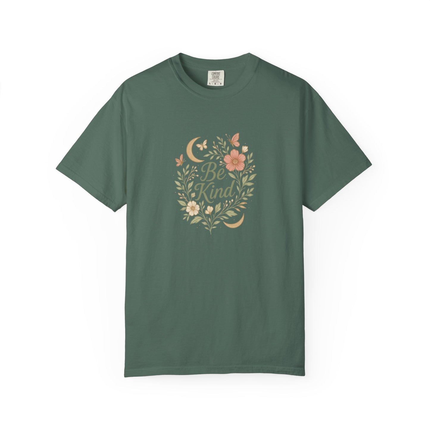 Be Kind Floral Wreath T-Shirt | Positive Quote, Boho Botanical Design