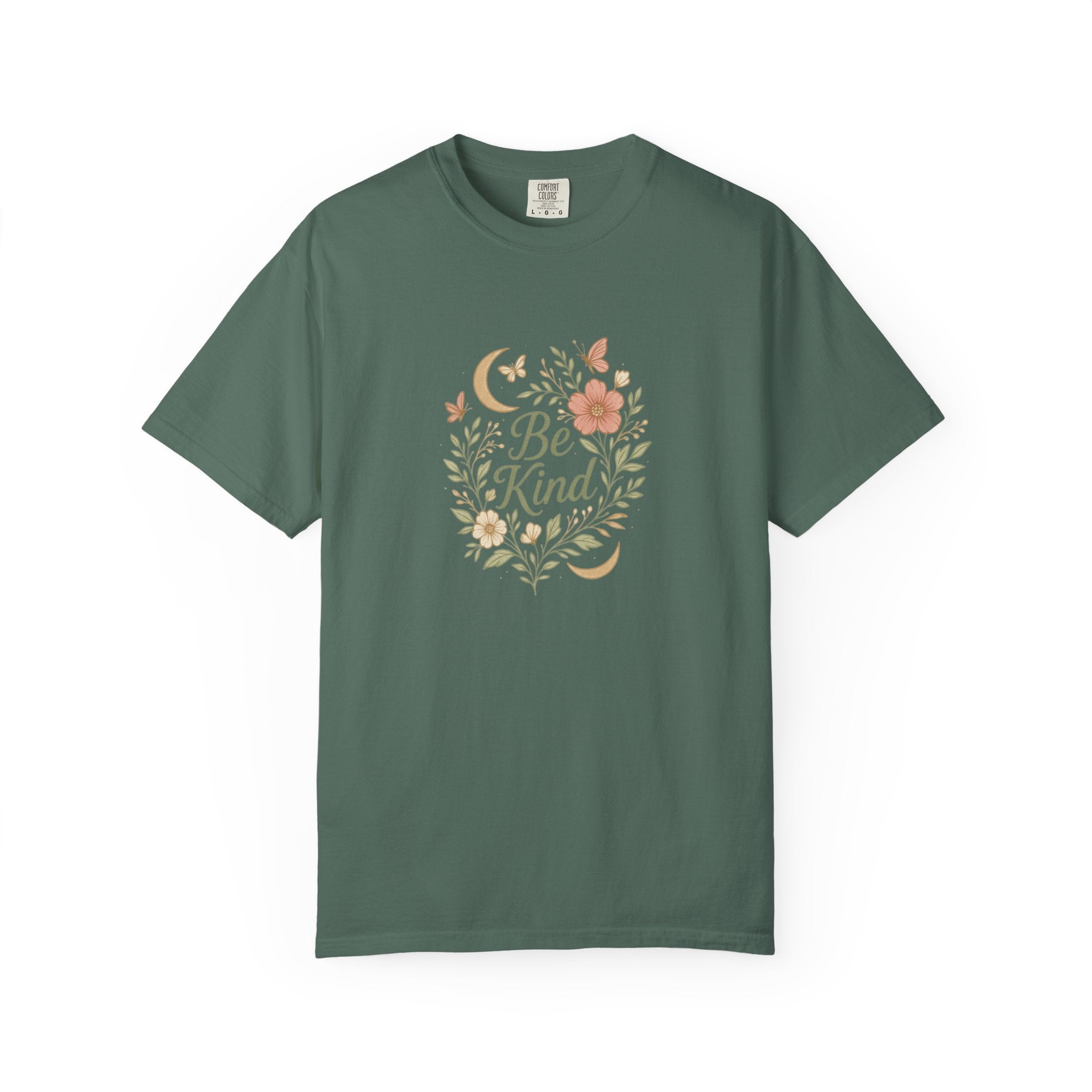 Be Kind Floral Wreath T-Shirt | Positive Quote, Boho Botanical Design